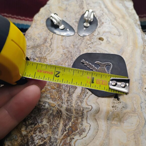 Vtg Judaica Israel 925 Sterling Silver Set Brooch/Pendant & Clip Earrings - Picture 6 of 12